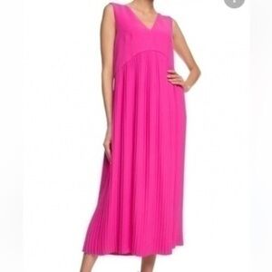 NWT! Kenzo Pink Pleated Sleeveless Midi Dress Size 34 Size 2